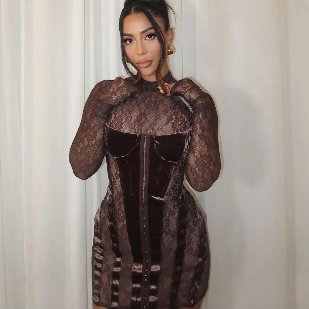 Chic Lace and Velvet Mini Dress